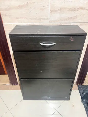6pair of big shoe Rack dark wood cabinet with drawersand door - used  price negotiable