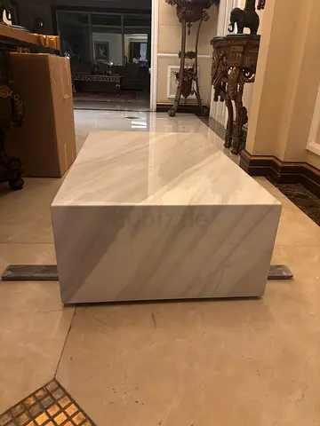 Volakas white natural marble rectangular coffee table - sturdy, elegant centerpiece