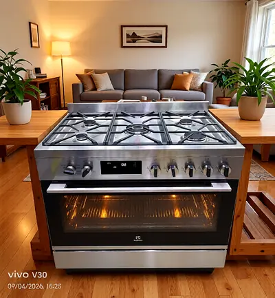 Eletroulx 5 burners top gas oven electric duel fan digital cooking range latest version 90cm
