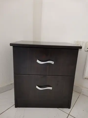 Dark Wood 2-Drawer Nightstand / Bedside Table