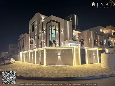 For sale: villa in Al Helio 2 Ajman, 6 bedrooms, majlis, 2 living rooms, maid's room, land 3000 sq ft, built 3724 sq ft, prime location