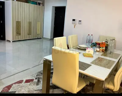 6-Seater Modern Marble-Top Dining Table with Cream Leather Chairs