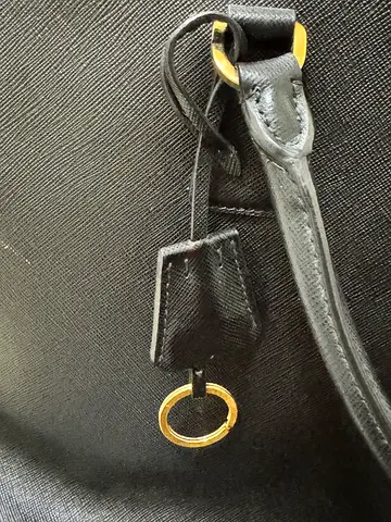 Original Black Prada pre-loved Black Saffino Leather large Double Zip Tote