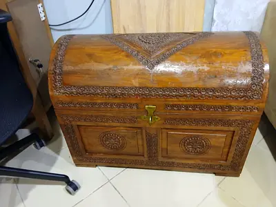 Hand-carved Vintage Wooden Arabic/Moroccan Storage Chest - Circa 1980s