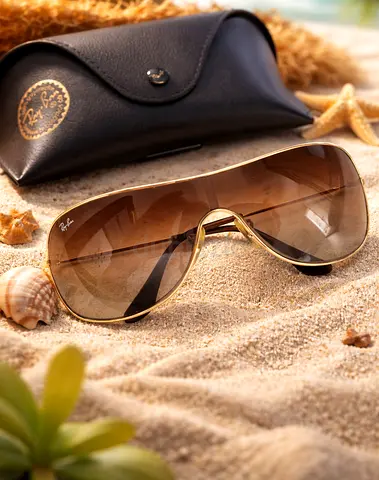 Ray-Ban Gradient Aviator Sunglasses Gold Metal Frame Brown Gradi Original