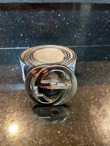 Authentic Gucci GG canvas belt with an interlocking G buckle
