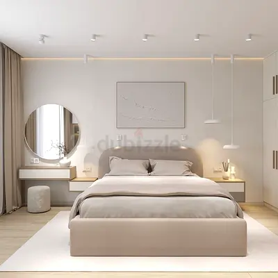 Minimal Beige Upholstered Bed