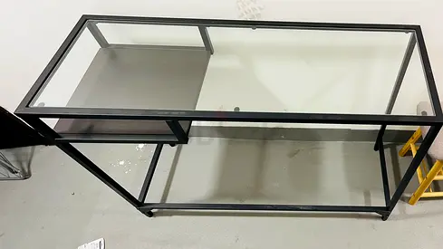 Black Metal and Glass Console Table for laptop