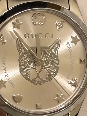 Gucci Stainless Steel Womens Watch with Bee  Cat Motif