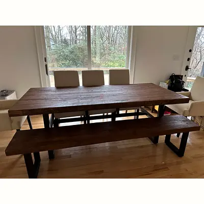 Selling in perfect Condition pottery Barn dining table with stool Original wooden
