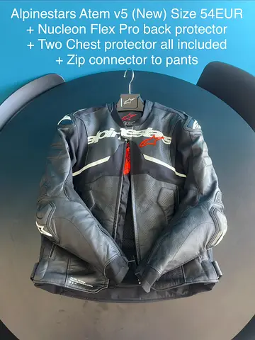 Alpinestars Atem v5 Leather Motorcycle Jacket Size 54EUR — New w/ Back  Chest Protectors