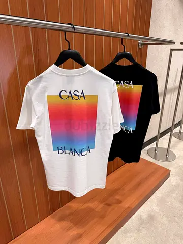 CASA BLANCA gradient print T-shirt — white/black options, size s to 2xl