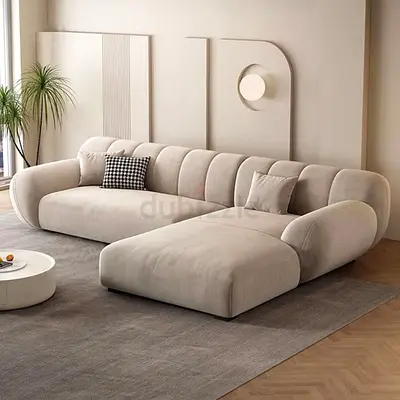 Beige L-shaped Modern Sofa with Chaise