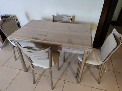 4-Seater Extendable Dining Table with Chairs - Light Wood Finish