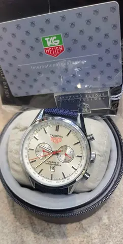 TAG Heuer Carrera Chronograph Mens Copy Watch — Black Dial, Rubber Strap