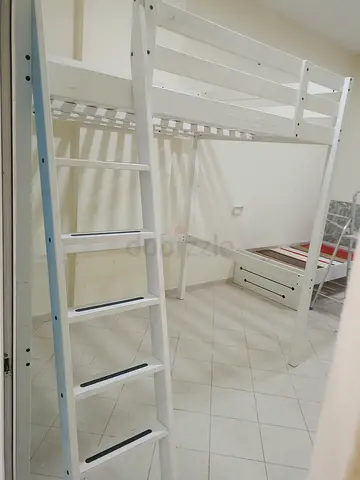 White Wooden Loft Bed with Ladder - Good Condition