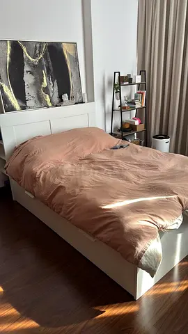IKEA white storage bed frame with mattress 140×200