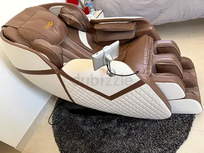 Full-body Electric Massage Chair — Brown/White, in brand new condition