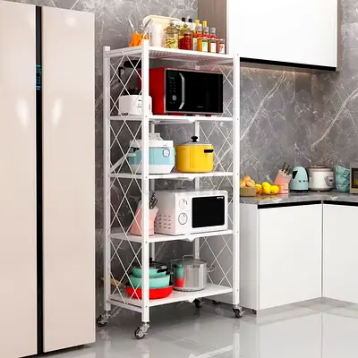 5 tier foldable shelf - white 158*71*34cm