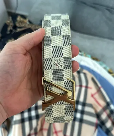 Louis Vuitton Damier Azur Monogram LV Buckle Belt Size Approx M