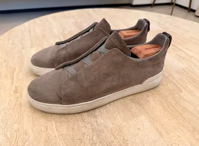 Zegna triple stitch Grey suede casual sneakers — lightly used