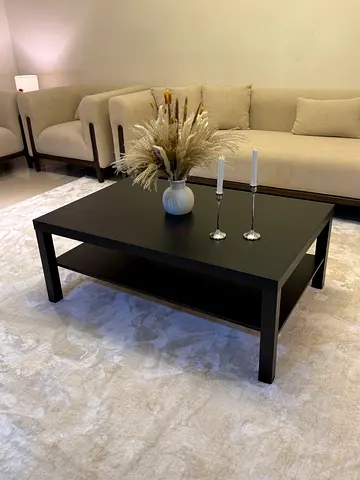 Black Rectangular Coffee Table with Lower Shelf - Modern Design