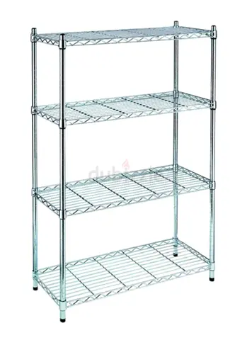 Fabrini 4-Tier Chrome Wire Storage Rack - Industrial Shelving Unit Size: 910cm x 455cm x 1850cm