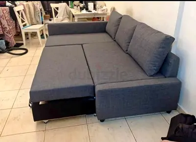 VIMLE Grey L-shaped Sofa Bed with Storage - Comfortable Convertible Couch