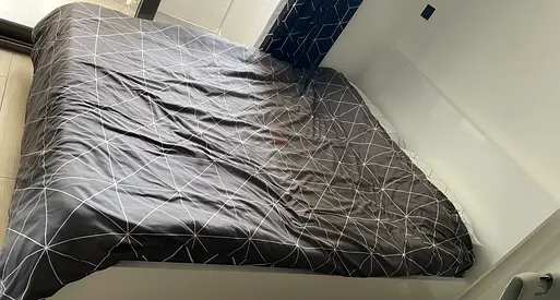 White Queen size bed frame with mattress - good condition
