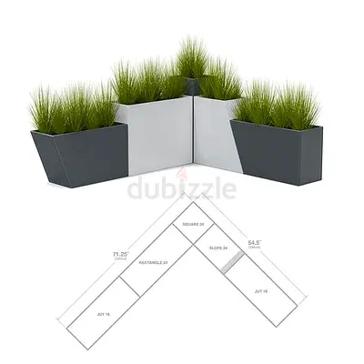 Modular Corner Outdoor Planter Set — Grey  White, 5-Piece