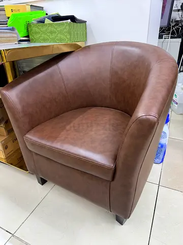 Brown Faux Leather Single Armchair