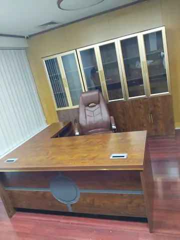 Executive Wooden Office Desk with Matching Storage Cabinet and Chair - Set