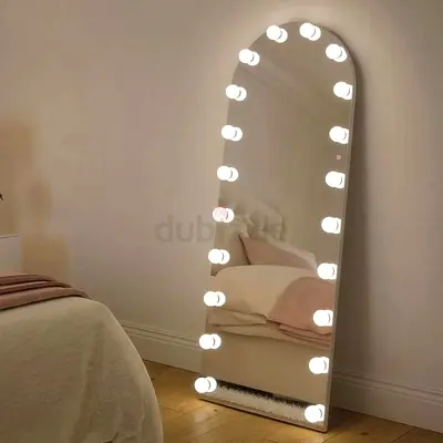 Full-Length Hollywood Vanity Mirror with Bulb Lights - Leaning Floor Mirror