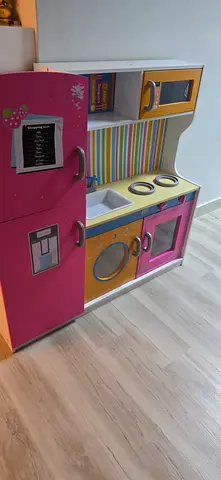 Wooden Play Kitchen Set with Oven  Sink - Good Condition