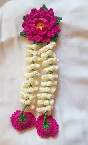 Handmade Jasmine  Lotus Crochet Gajra – Traditional Hair Accessory