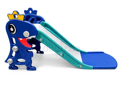 Kids Plastic Slide - Blue Dinosaur Design, Compact Indoor/Outdoor