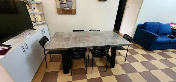 Modern wooden-dining table with 6 chairs - good condition