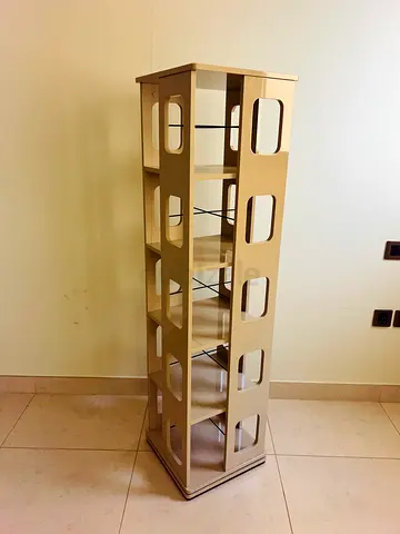 Tall Rotating Corner Shelf Unit - Beige, 6-Tier