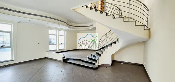 away from fly zone excellent modern / TV lounge /4 Bedroom All Master/maids room /6 bathrooms/private front yard space /2 parking For Rent in Mirdif/