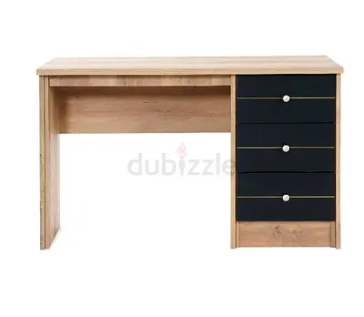 Oak Finish Study Desk with 4 Drawers — Compact Home Office Table