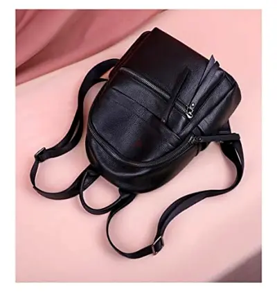 Black genuine leather backpack