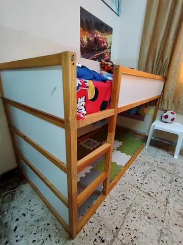 Childrens wooden loft bed with ladder without mattress just 100 AED