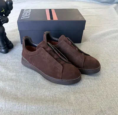 Brown Suede Slip-On Sneakers (Mens) - Zegna