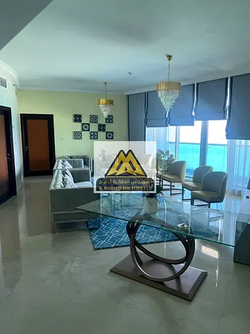 2-Bedroom Apartment for Sale in Corniche Residence Towers Ajman, Spacious Living Hall, 3 Bathrooms, Balcony with Direct Sea View, 2,100 sq.ft
