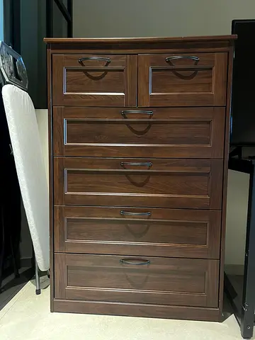 Solid Wood 6-Drawer Tall Dresser / Chest in Dark Walnut