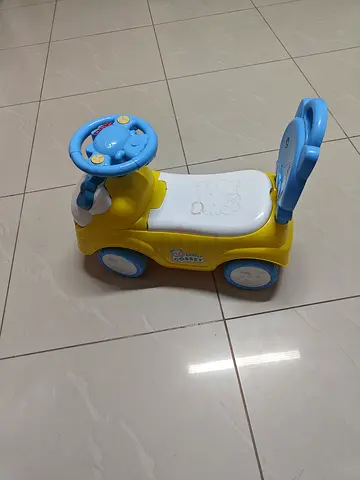 Childrens Ride-On Walker/Push Car with Steering Wheel (Blue  Yellow)