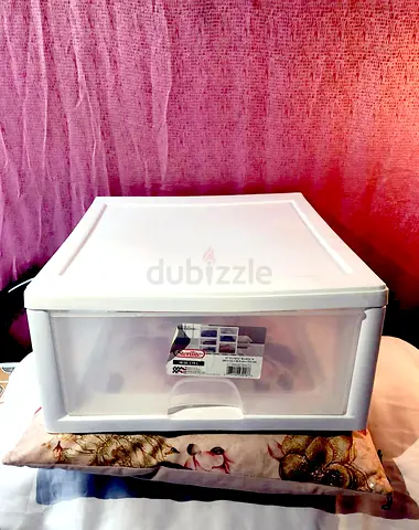 White Plastic Storage Drawer - Single Stackable Unit