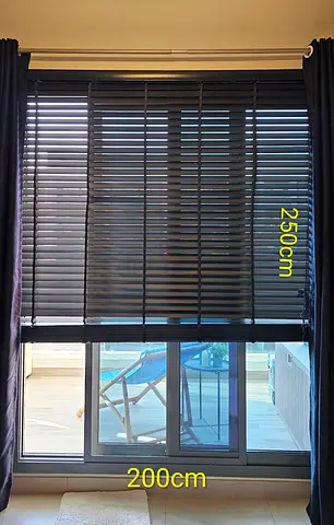 Wood Venetian Blinds, 200 x 250 cm, Black