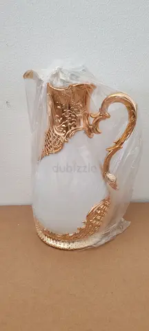 Decorative Gold-Trimmed Glass Pitcher / Jug (Like New)
