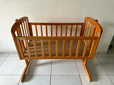 Solid Wood Baby Cradle / Rocking Bassinet - Natural Finish